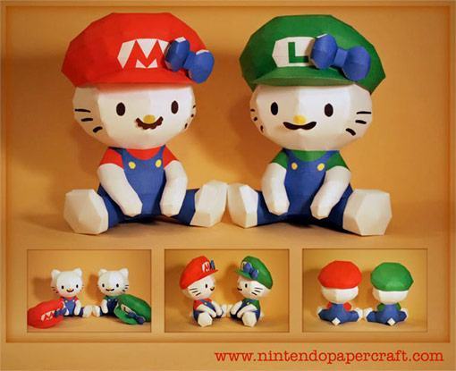 Hello-Kitty-Mario-Papel-Papertoy