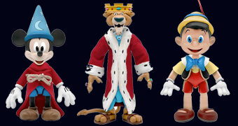 Action Figures Super7 Ultimates “Disney Classic Animations 1” com Mickey (Fantasia), Pinóquio e Príncipe João (Robin Hood)