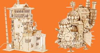 Quebra-Cabeças 3D Ki-Gu-Mi de Madeira Hayao Miyazaki: A Viagem de Chihiro e O Castelo Animado
