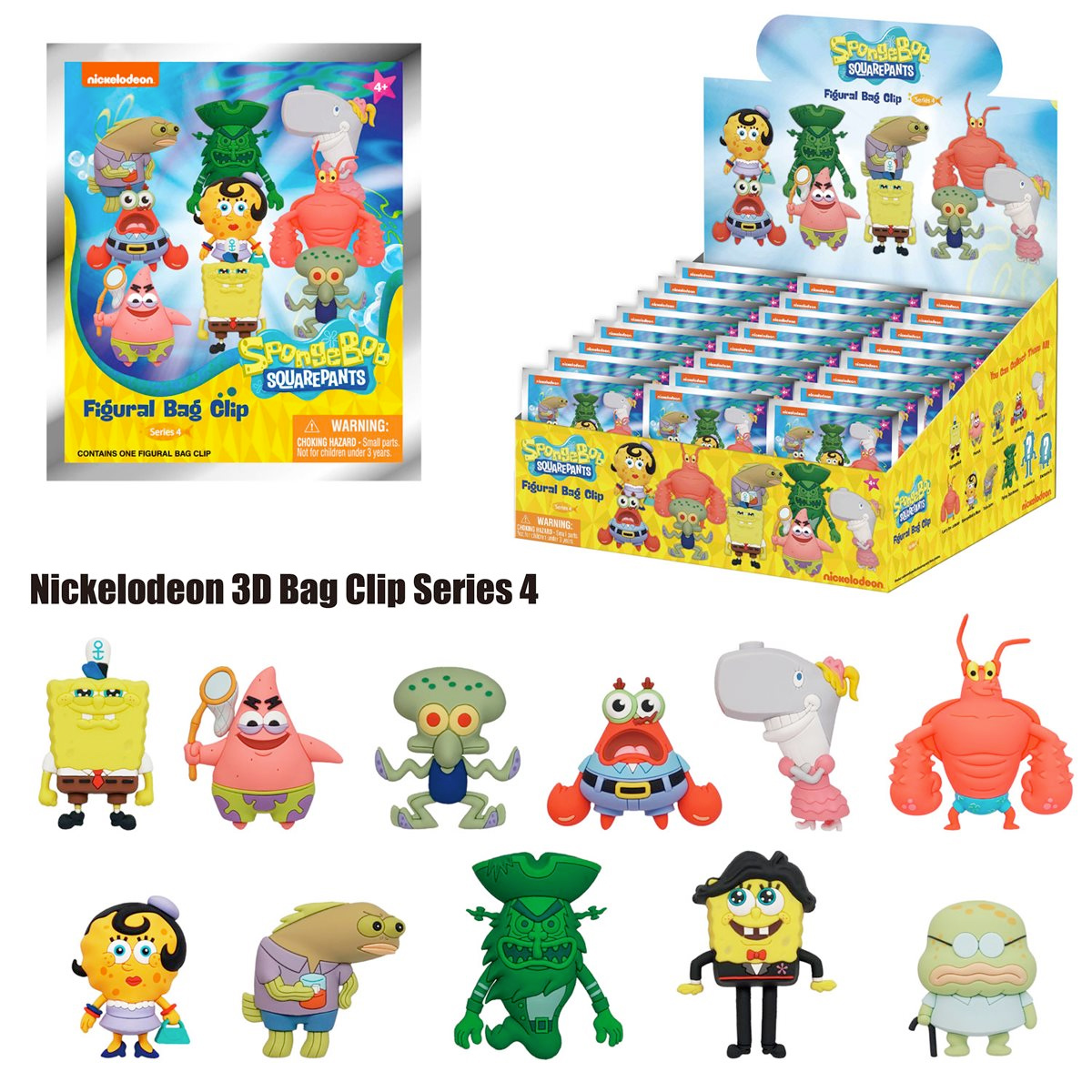 Chaveiros Nickelodeon 3D Figural Bag Clip Serie 4 Bob Esponja Calça Quadrada