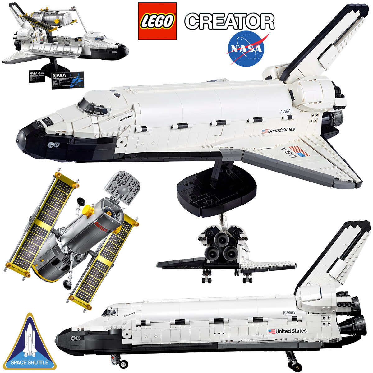 NASA Space Shuttle Discovery e Hubble Space Telescope LEGO Creator