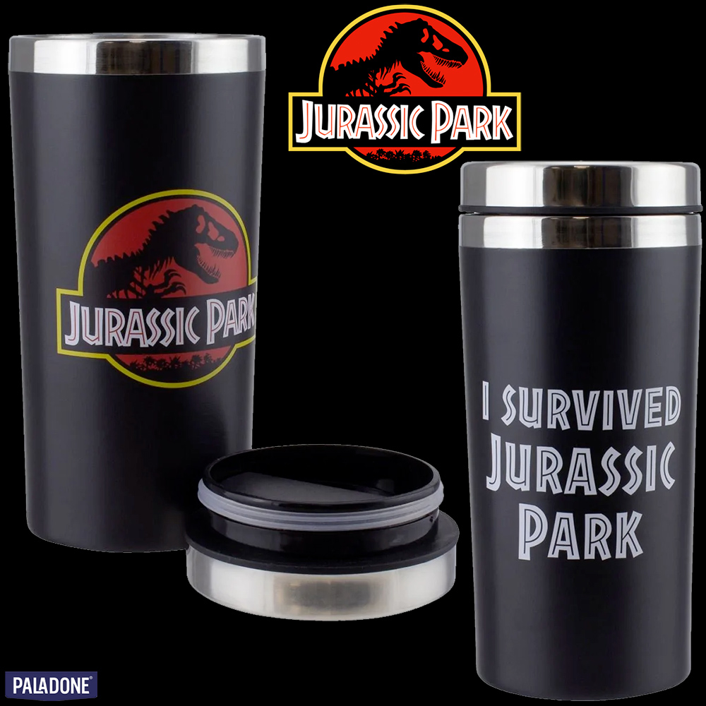 Caneca de Viagem Eu Sobrevivi Jurassic Park, O Parque dos Dinossauros