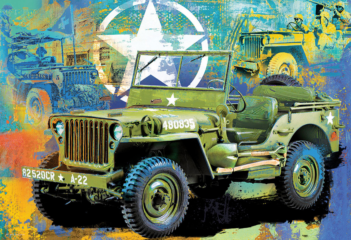 Quebra-Cabeça Jeep Militar da Segunda Guerra em Lata 3D