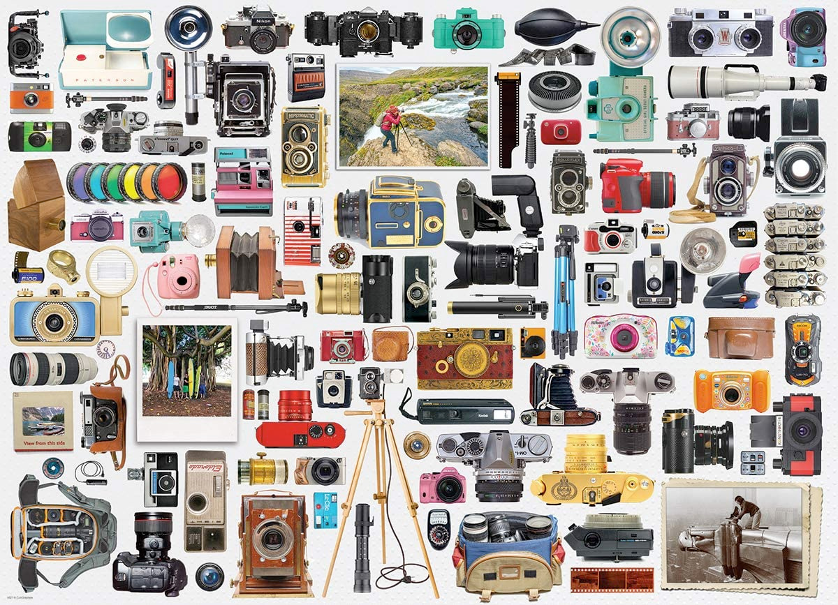 Quebra-Cabeça Um Mundo de Câmeras Fotográficas com 1.000 Peças (EuroGraphics)