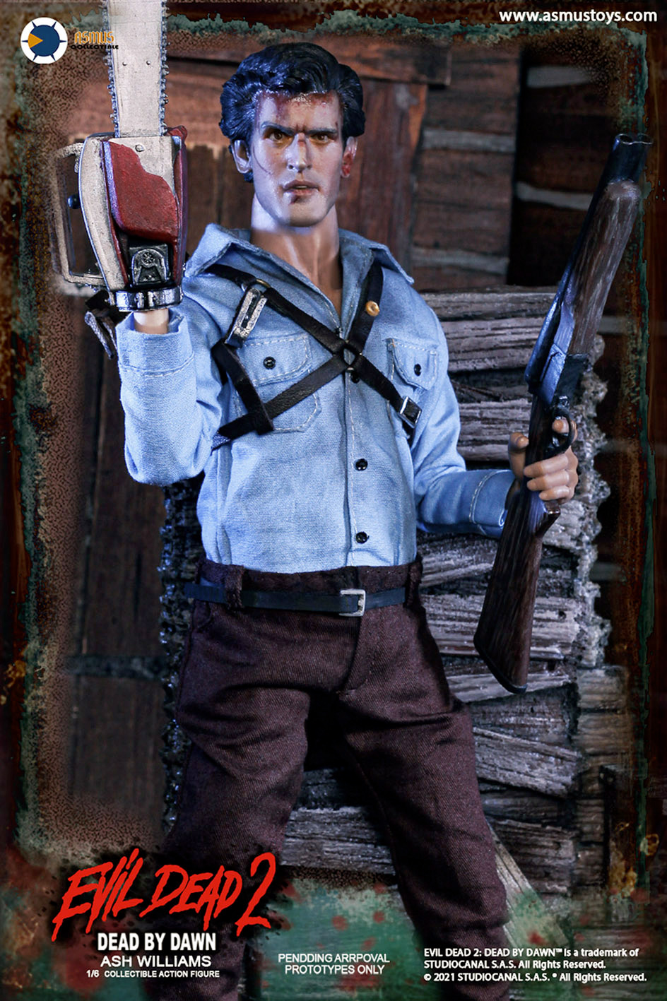 Ash Williams (Bruce Campbell) Evil Dead 2 em Escala 1:6 - Action Figure Perfeita Asmus Toys