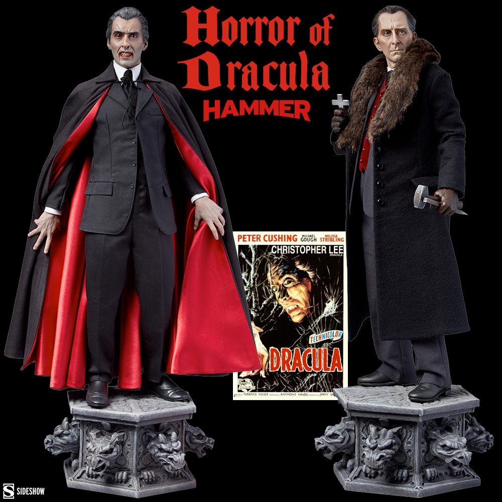 Conde Drácula e Van Helsing Premium Format – Estátuas Sideshow Collectibles 1:4 do Filme Dracula de 1958 (Hammer Horror)