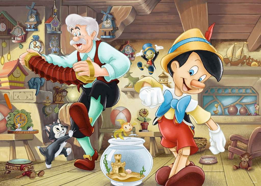Quebra-Cabeça Pinóquio na Oficina de Brinquedos do Geppetto com 1.000 Peças