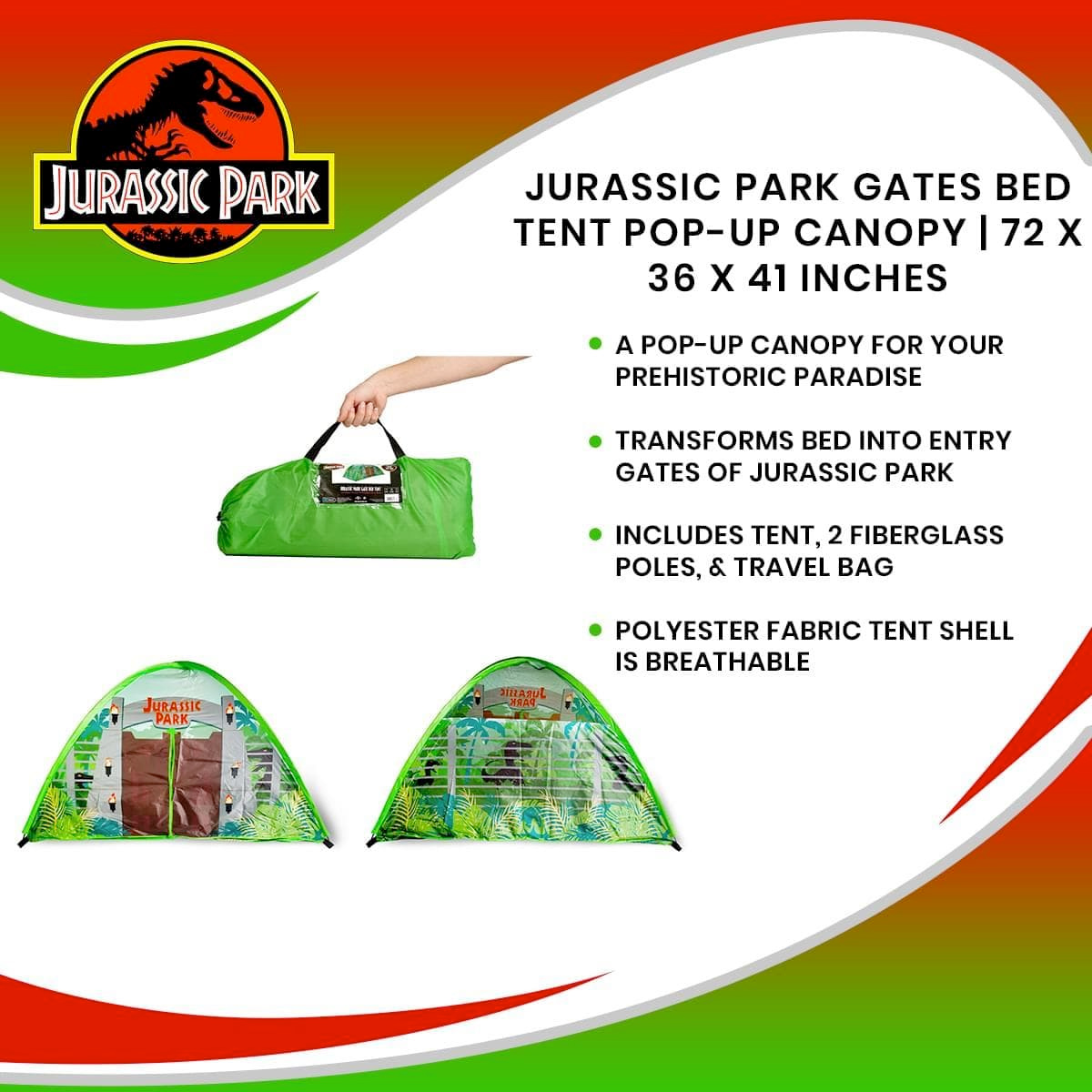 Cabana Jurassic Park Gates Indoor Bed Tent Pop-Up Canopy