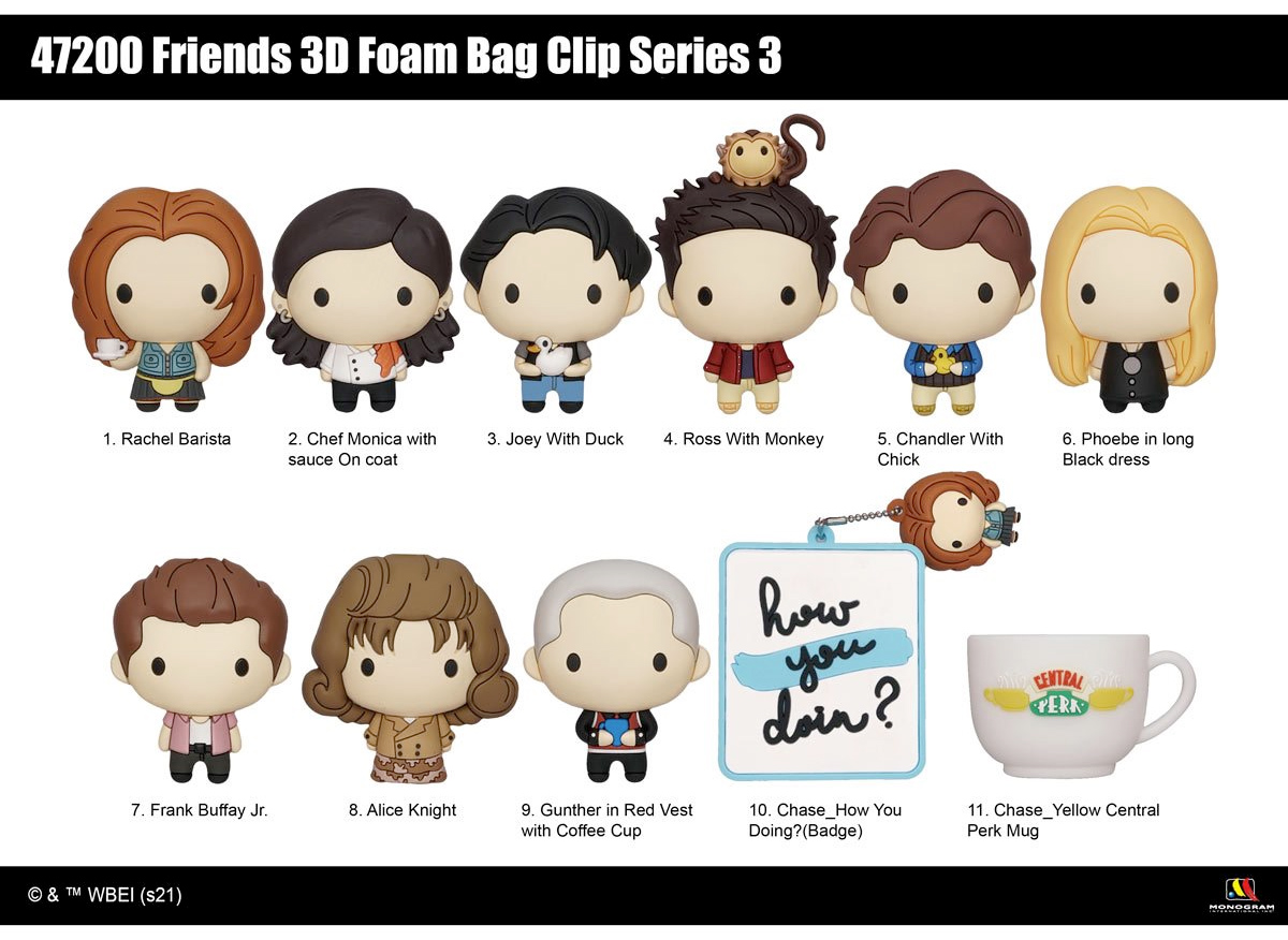 Chaveiros Friends 3D Figural Bag Clip Série 3 (Blind-Bag)