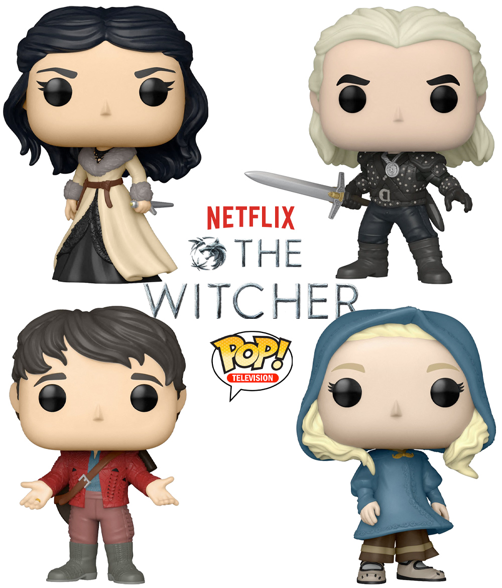 Bonecos Pop! da Série The Witcher do Netflix: Geralt, Yennifer, Jaskier e Ciri