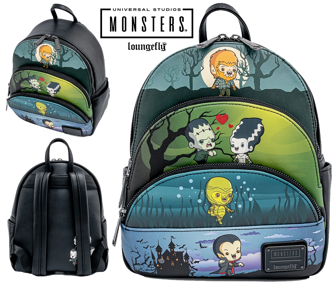 Mini Mochila Universal Monsters Triple Pocket Mini Backpack