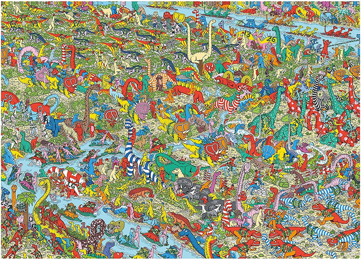 Quebra-Cabeça Onde está Wally? No Mundo dos Dinossauros com 1.000 Peças