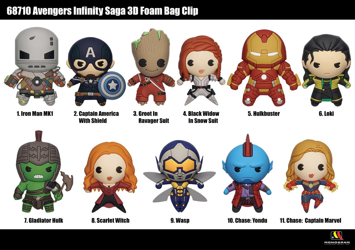Chaveiros Marvel Infinity Saga 3D Figural Bag Clips (Blind-Bag)