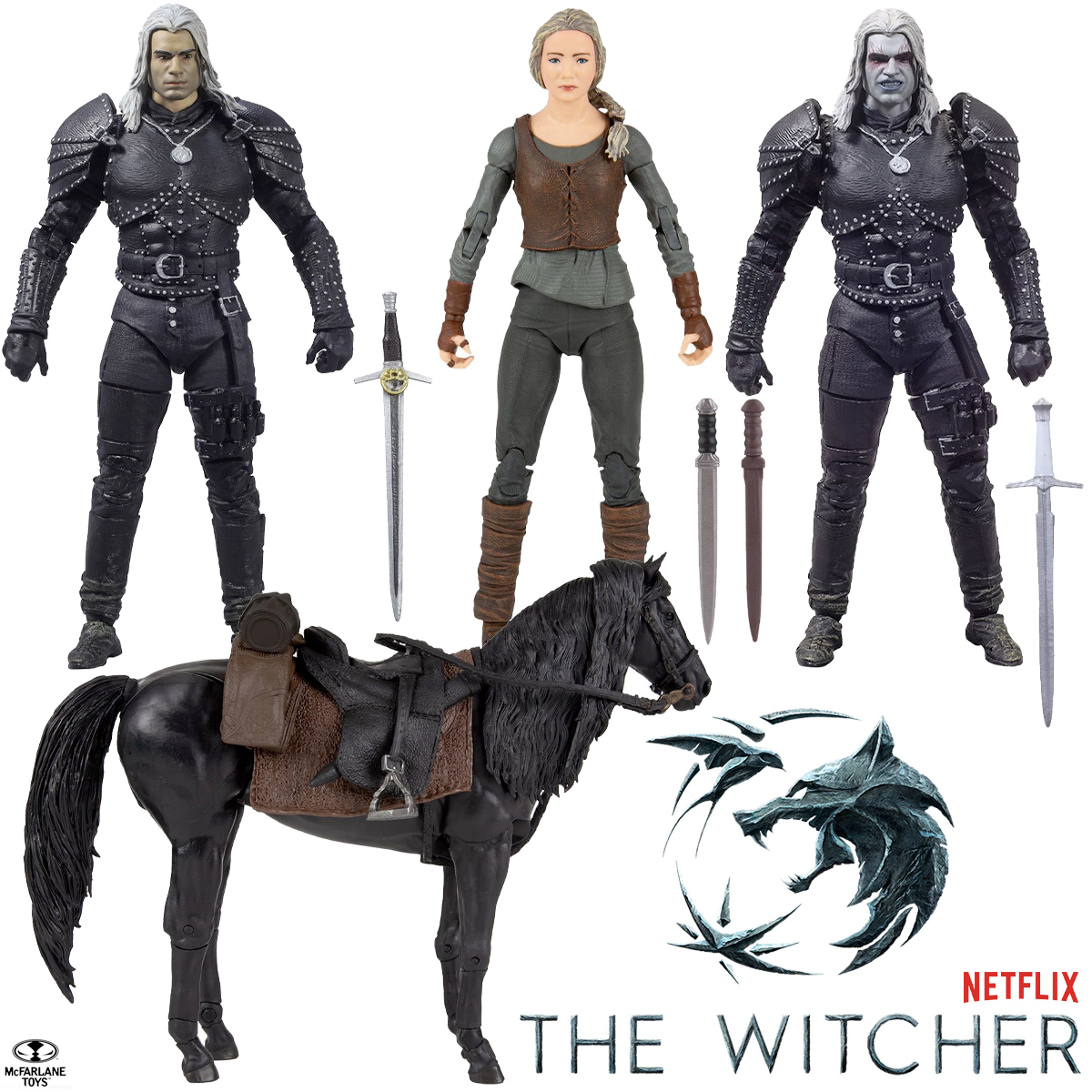 Action Figures The Witcher 2 Temporada: Geralt, Ciri e Roach (Netflix)