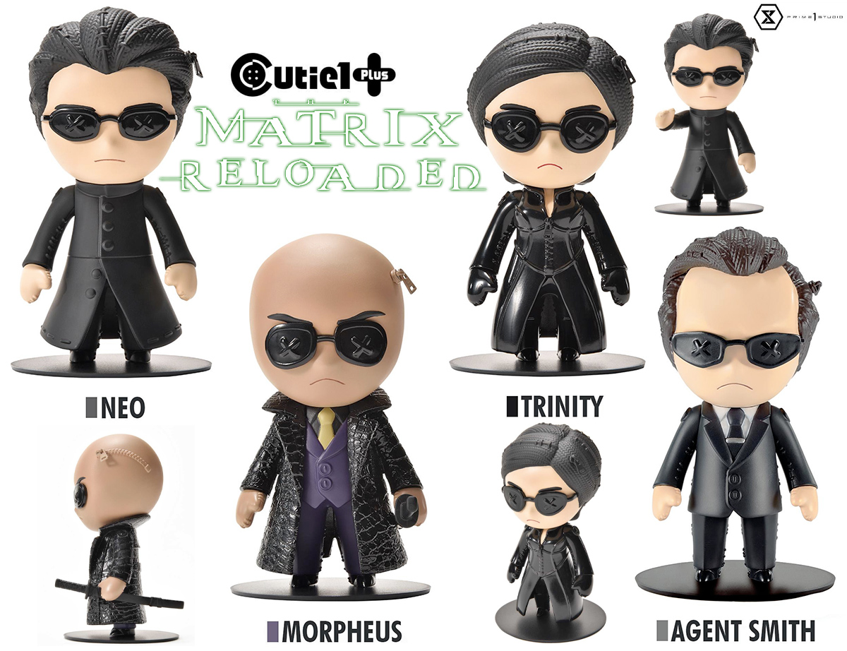 Mini-Figuras Matrix Reloaded Cutie1 PLUS: Neo, Trinity, Smith e Morpheus