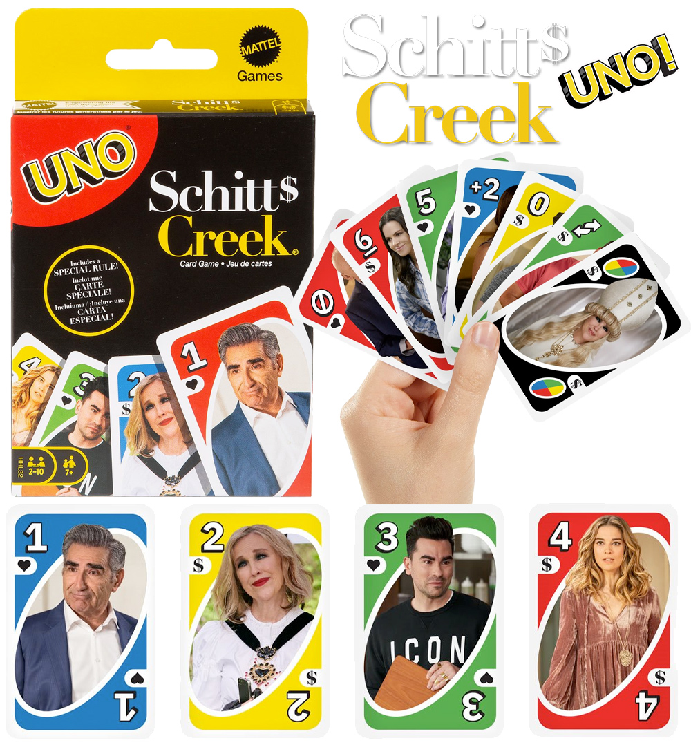 Jogo de cartas UNO Schitt's Creek com deck temático e regra