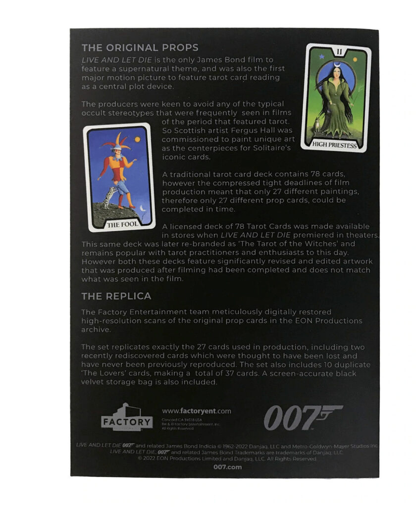James Bond Live And Let Die Tarot Cards – Limited Edition Prop Replica, 37-Card Set