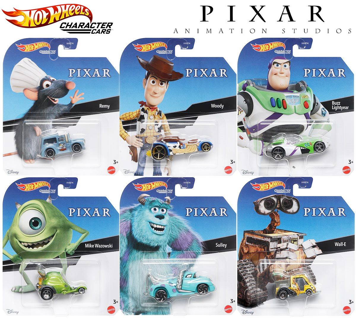 Carrinhos Pixar Hot Wheels em Escala 1:64