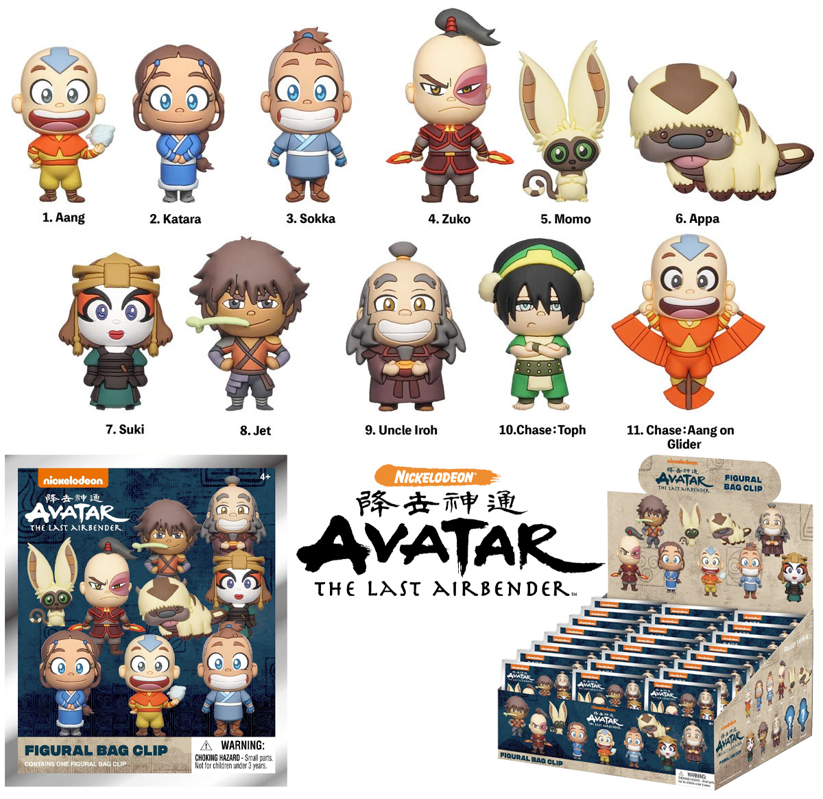 Chaveiros Avatar: A Lenda de Aang 3D Figural Bag Clips