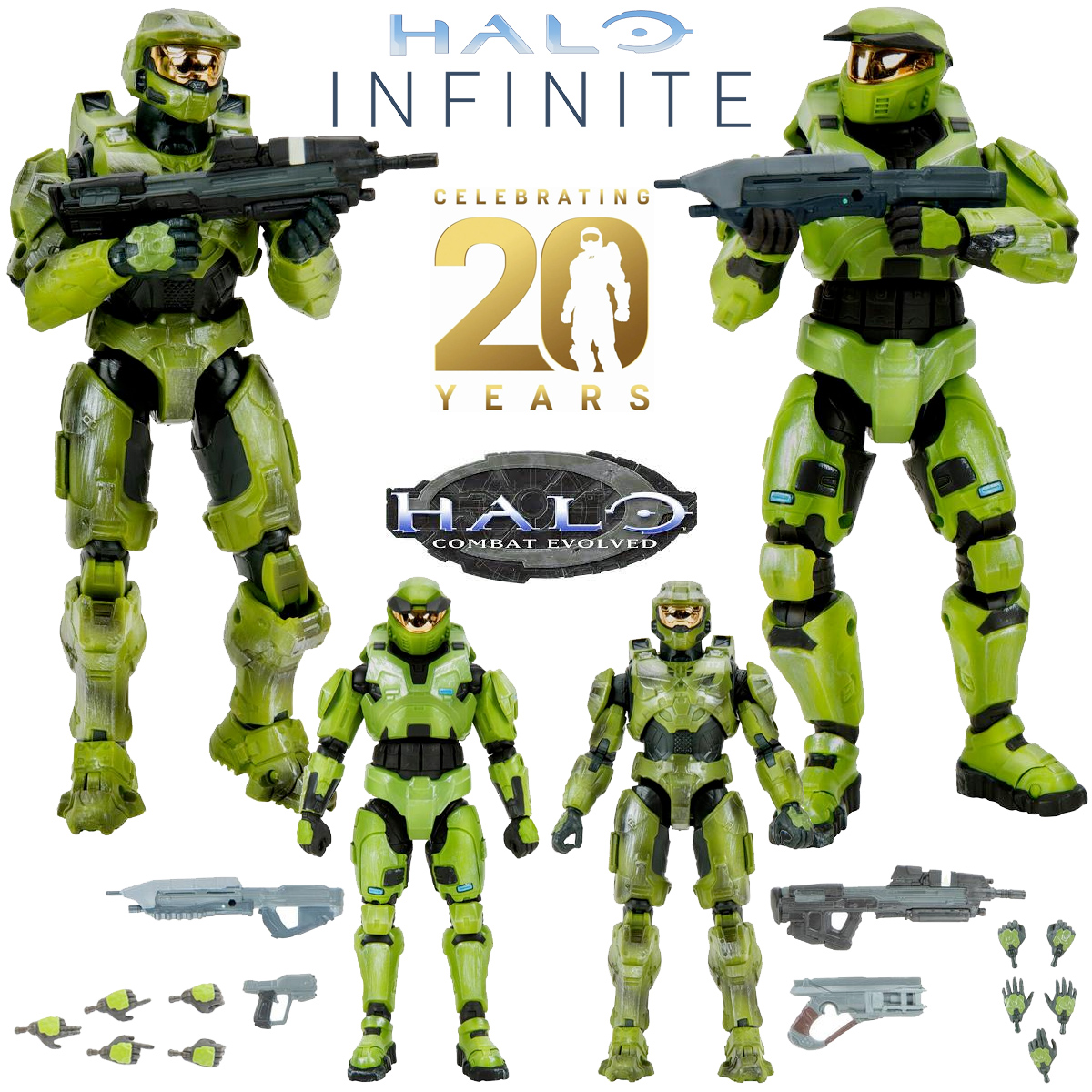 Action Figures Master Chief Halo 20 Anos: Combat Evolved e Halo Infinite