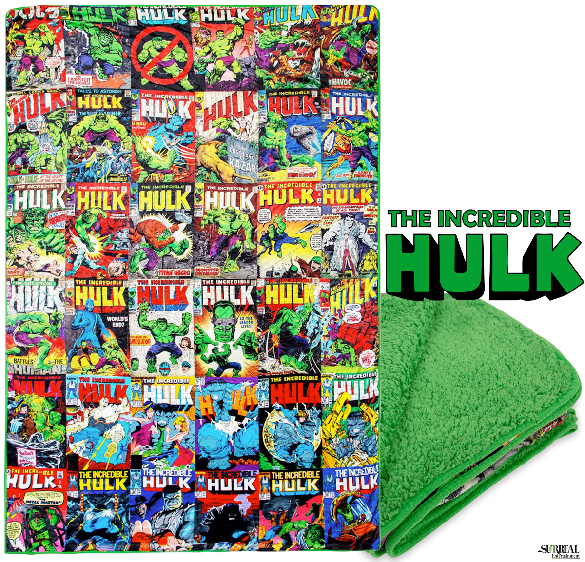 Cobertor O Incrível Hulk com Capas das Revistas em Quadrinhos