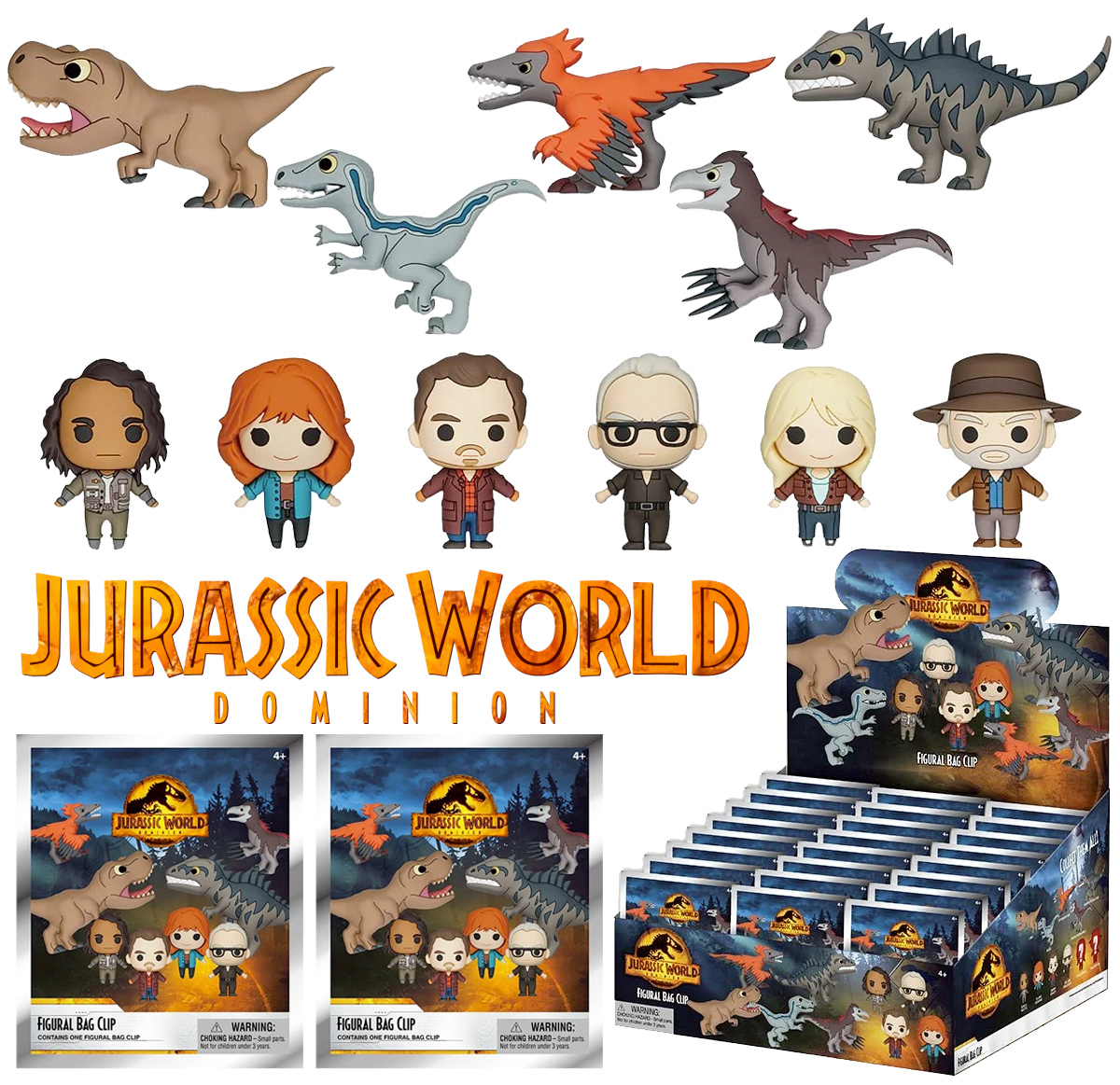 Chaveiros Jurassic World: Domínio 3D Figural Bag Clips