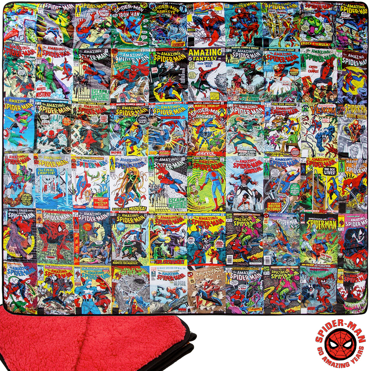 Cobertor de Lance Homem-Aranha 60 Anos com 60 Capas de Quadrinhos (Spider-Man)