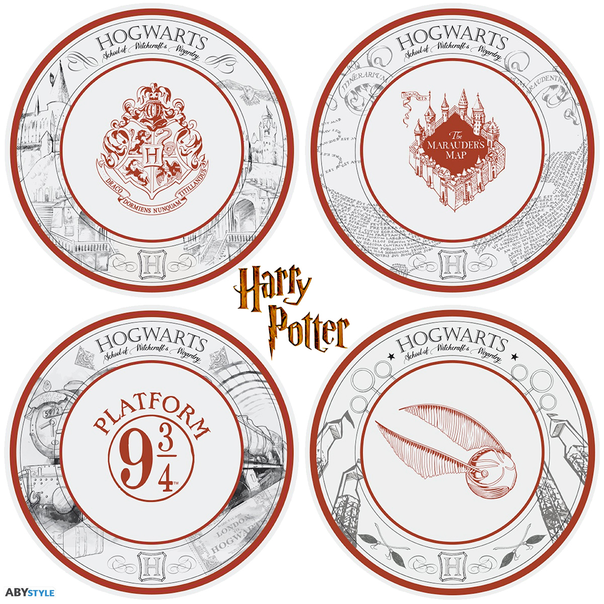 Conjunto de Pratos Harry Potter Hogwarts Universe