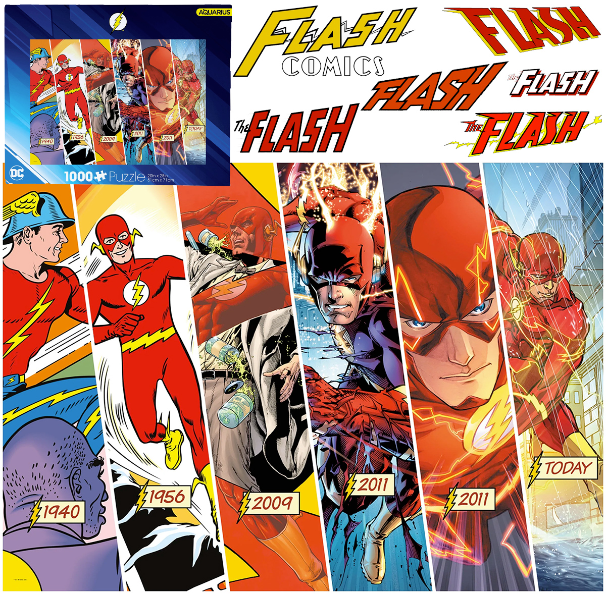 Quebra-Cabeça The Flash Timeline de 1940 a 2022 com 1.000 Peças (DC Comics)