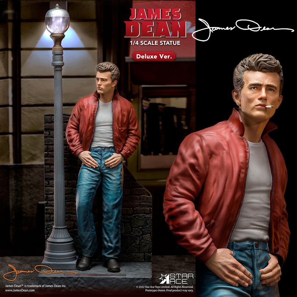 James Dean com a Jaqueta Vermelha de Juventude Transviada - Estátua Perfeita 1:4 Star Ace