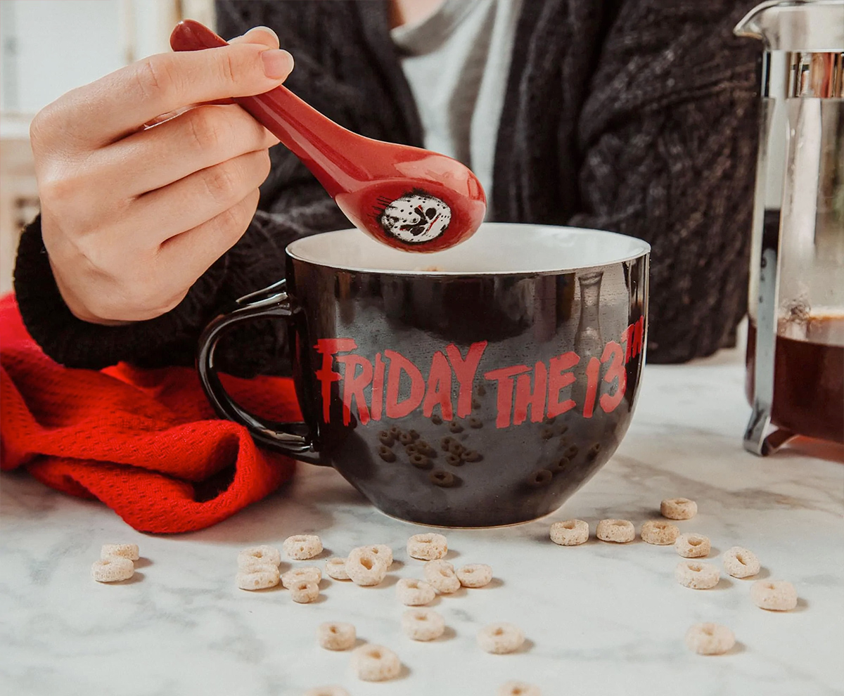 Friday the 13th Jason Voorhees Ceramic Soup Mug with Spoon