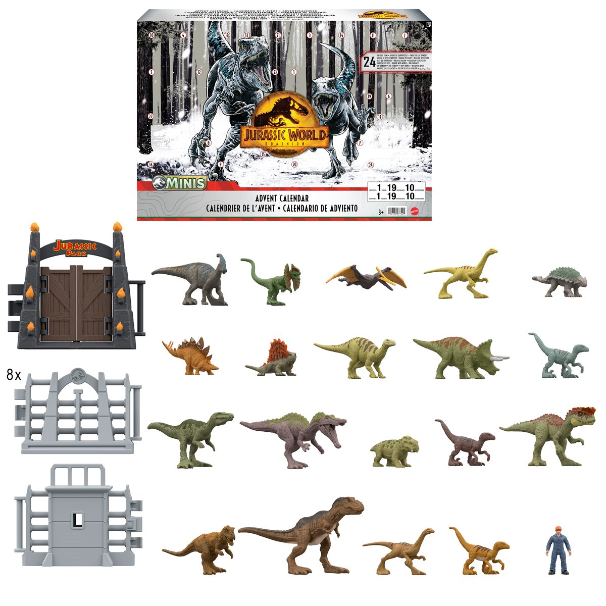 Calendário do Advento Jurassic World: Domínio com 19 Dinossauros