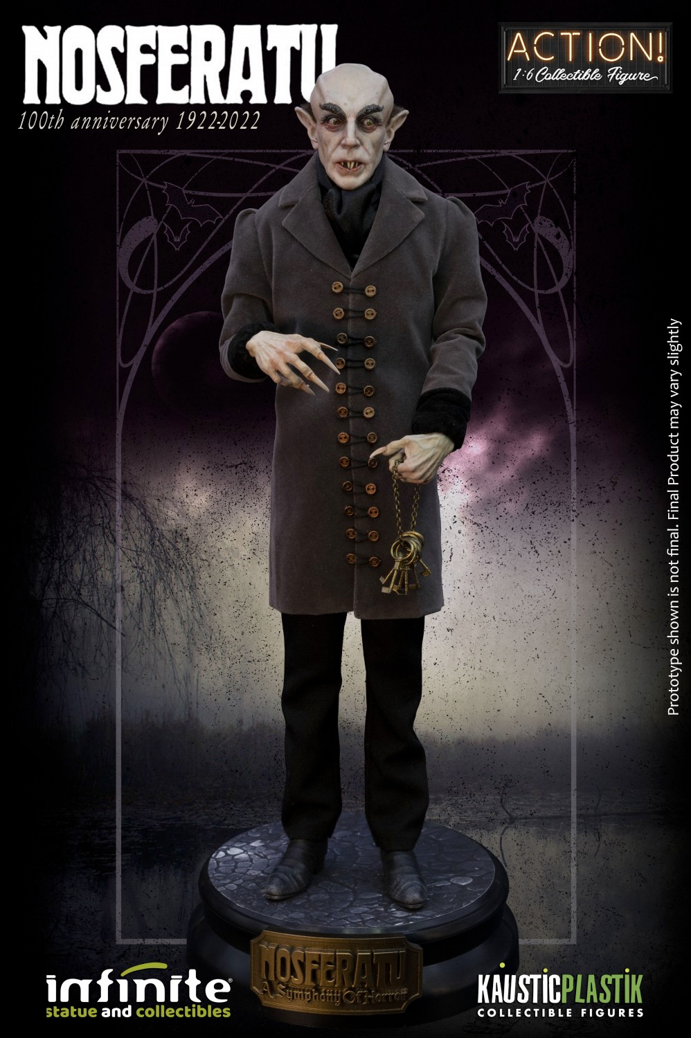 Conde Orlok Nosferatu - Uma Sinfonia de Horror 100 Anos - Action Figure Perfeita 1:6 Infinite Statue