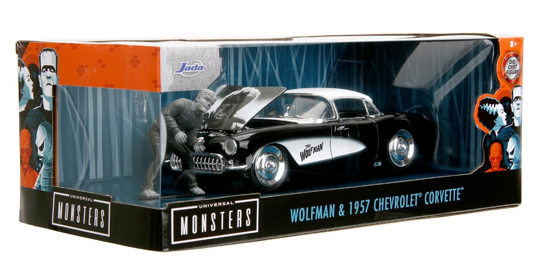 Wolfman & 1957 Chevrolet Corvette Universal Monsters Hollywood Rides Die-Cast