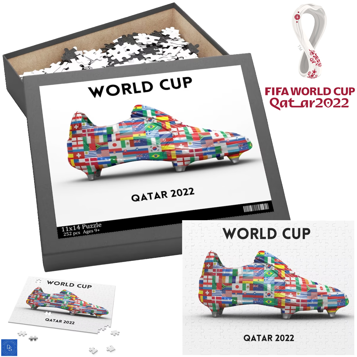 Quebra-Cabeça Chuteira de Bandeiras da Copa do Mundo Qatar 2022