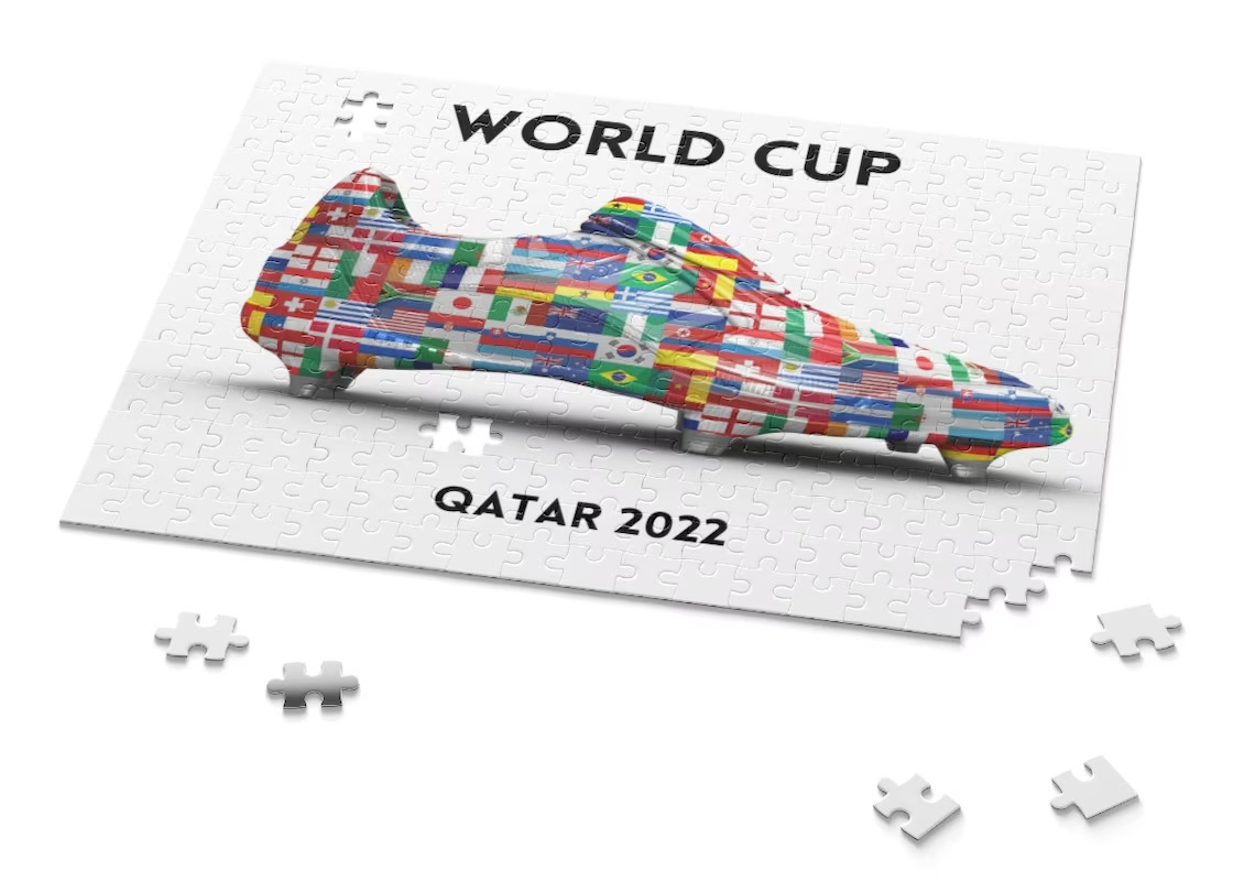 Quebra-Cabeça Chuteira de Bandeiras da Copa do Mundo Qatar 2022
