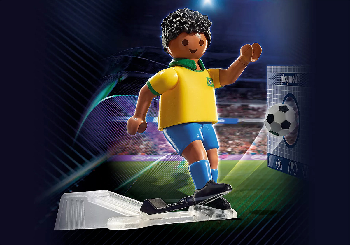 Estádio de Futebol Playmobil e Jogador da Seleção Brasileira (Copa do Mundo Qatar 2022)