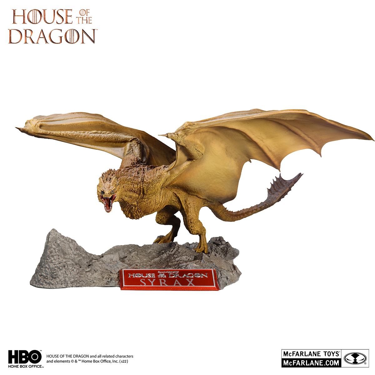 Dragões Syrax (Rhaenyra) e Caraxes (Daemon) de House of the Dragon - Estátuas McFarlane Toys
