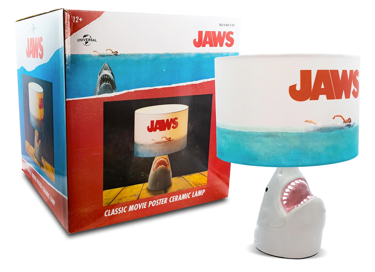Jaws Classic Movie Poster Desk Lamp with Shark Figural Sculpt