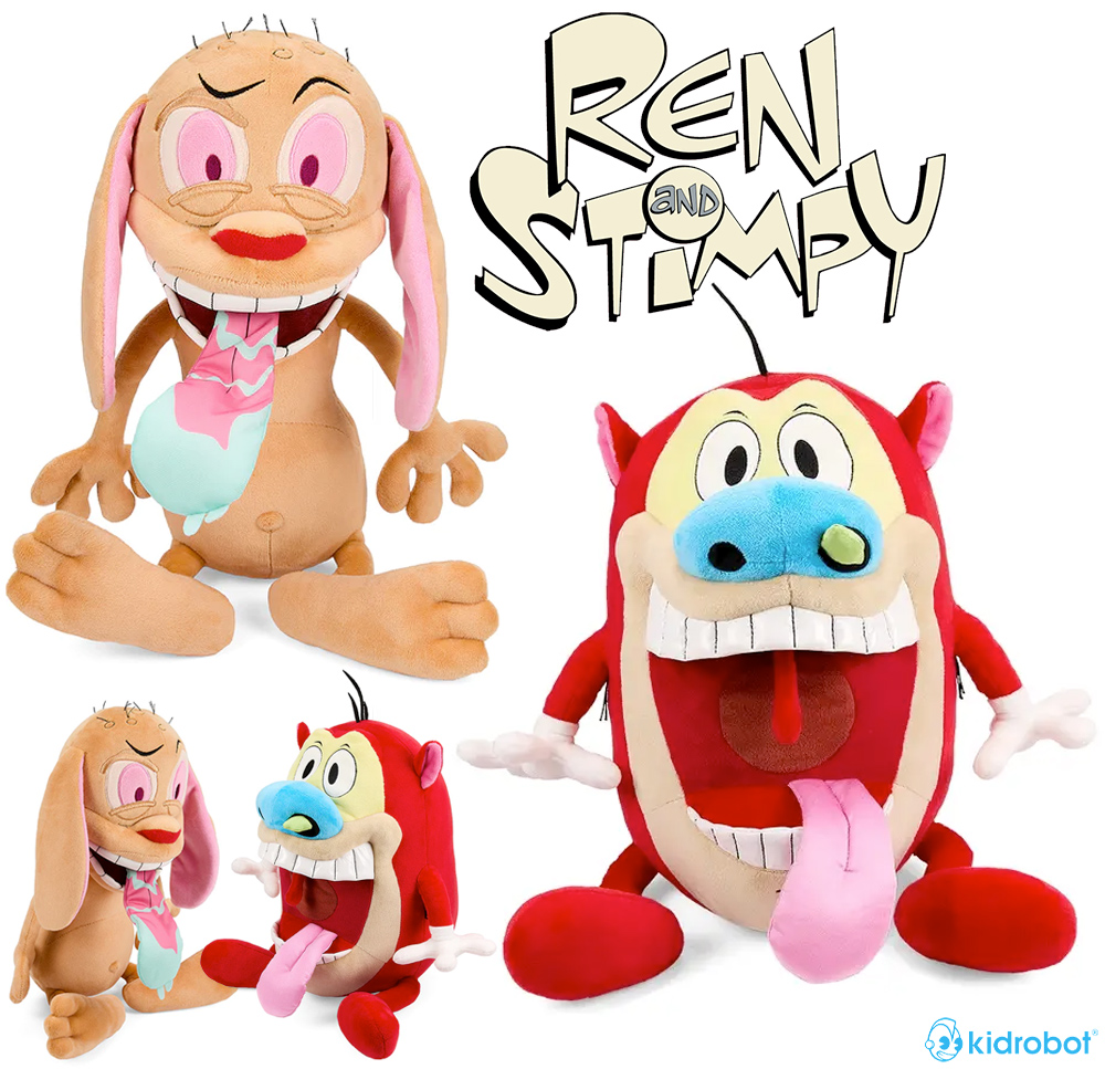 Bonecos de Pelúcia Ren & Stimpy HugMe Shake-Action Vibram e Tremem (Kidrobot)