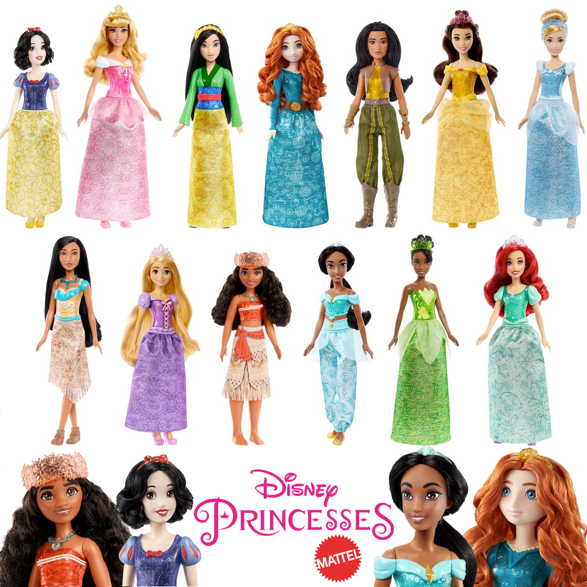 13 Bonecas Fashion Dolls das Princesas Disney com 28 cm (Mattel)