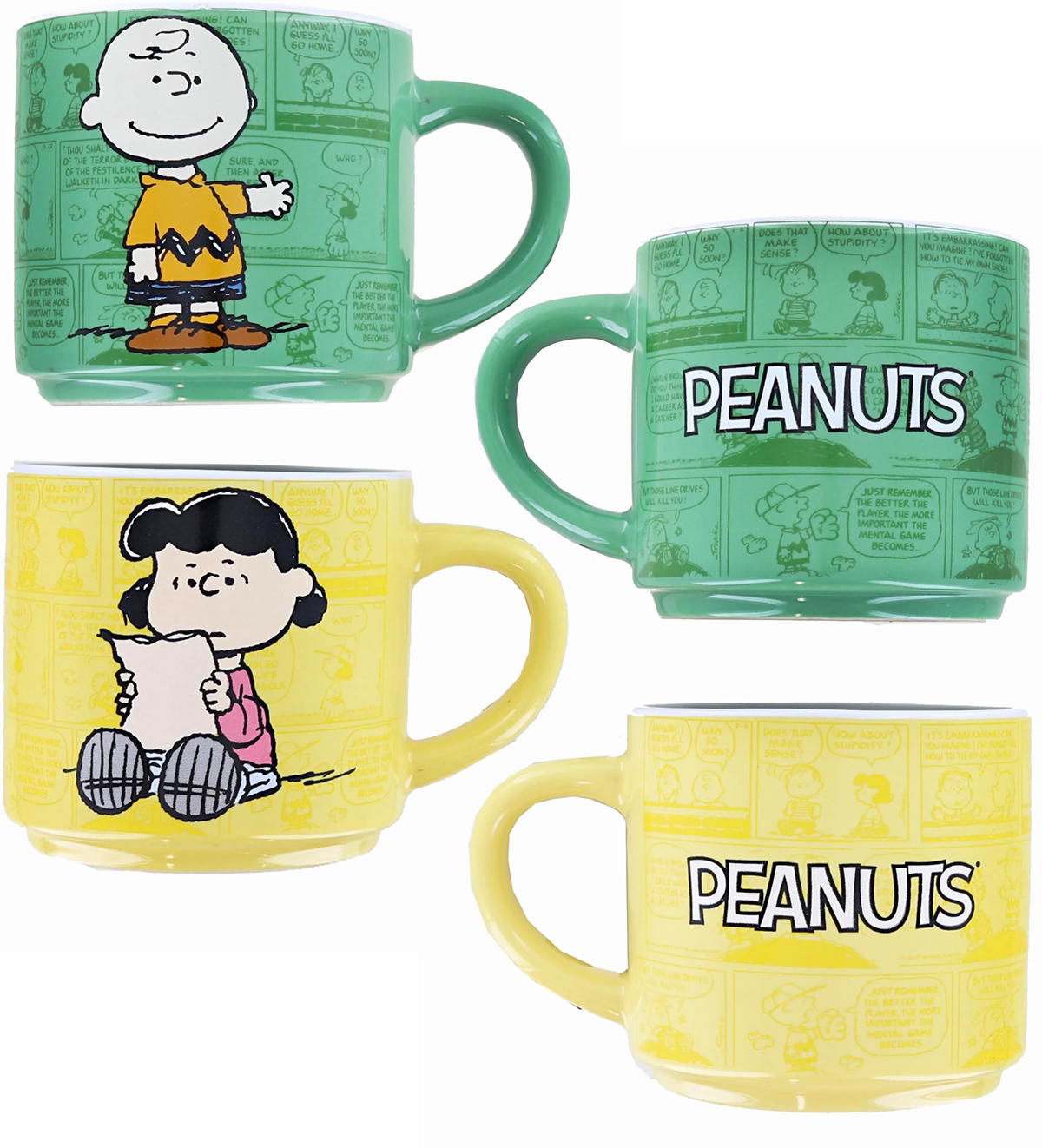 Set de Canecas Empilháveis Peanuts com Charlie Brown, Snoopy, Lucy e Linus