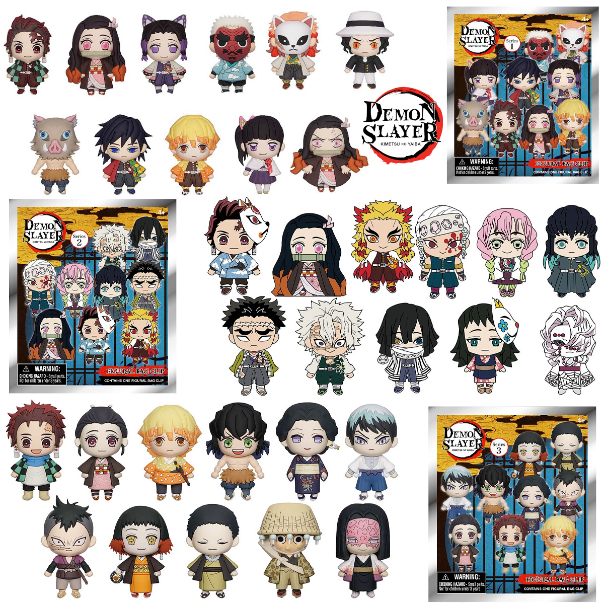 Chaveiros Demon Slayer (Kimetsu no Yaiba) 3D Figural Bag Clips