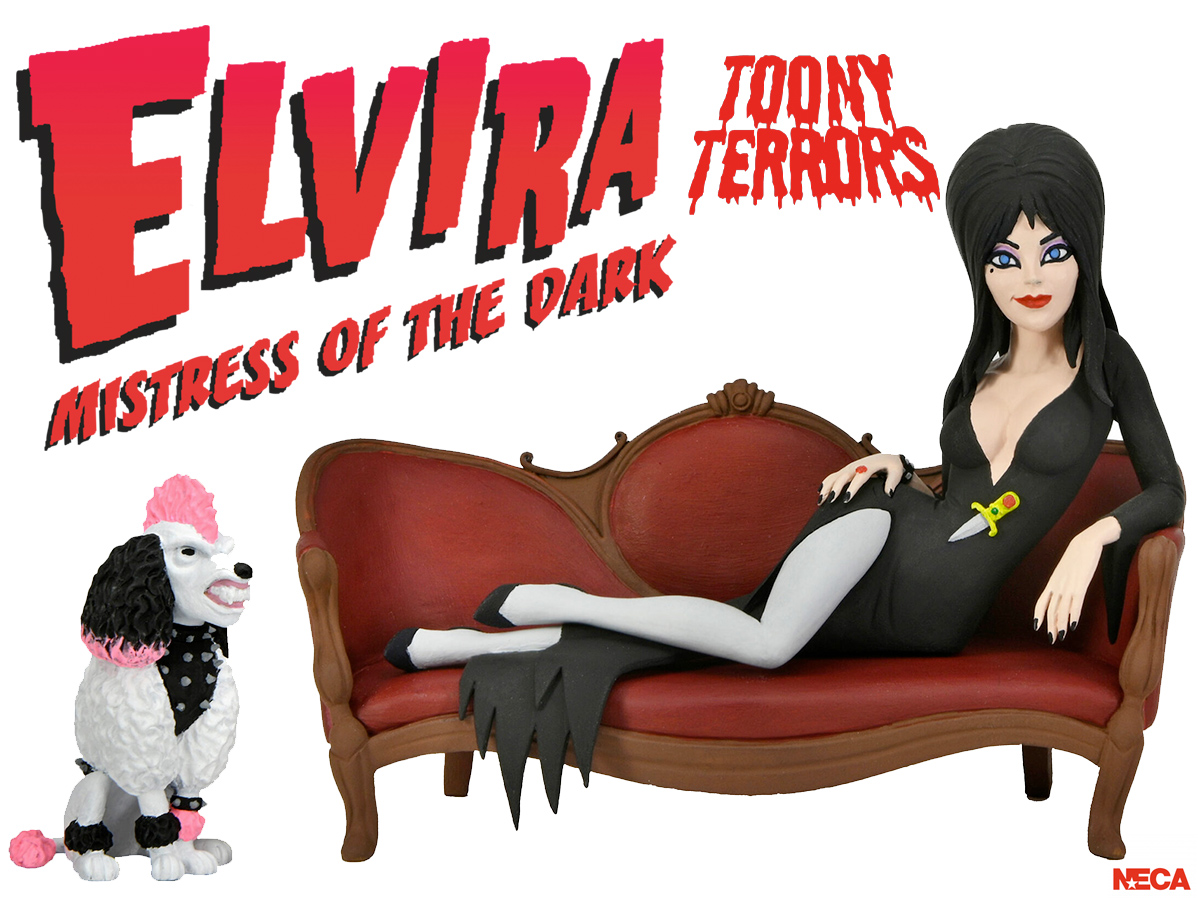 Toony Terrors: Elvira no sofá da tia-avó Morgana com o cachorro Gonk