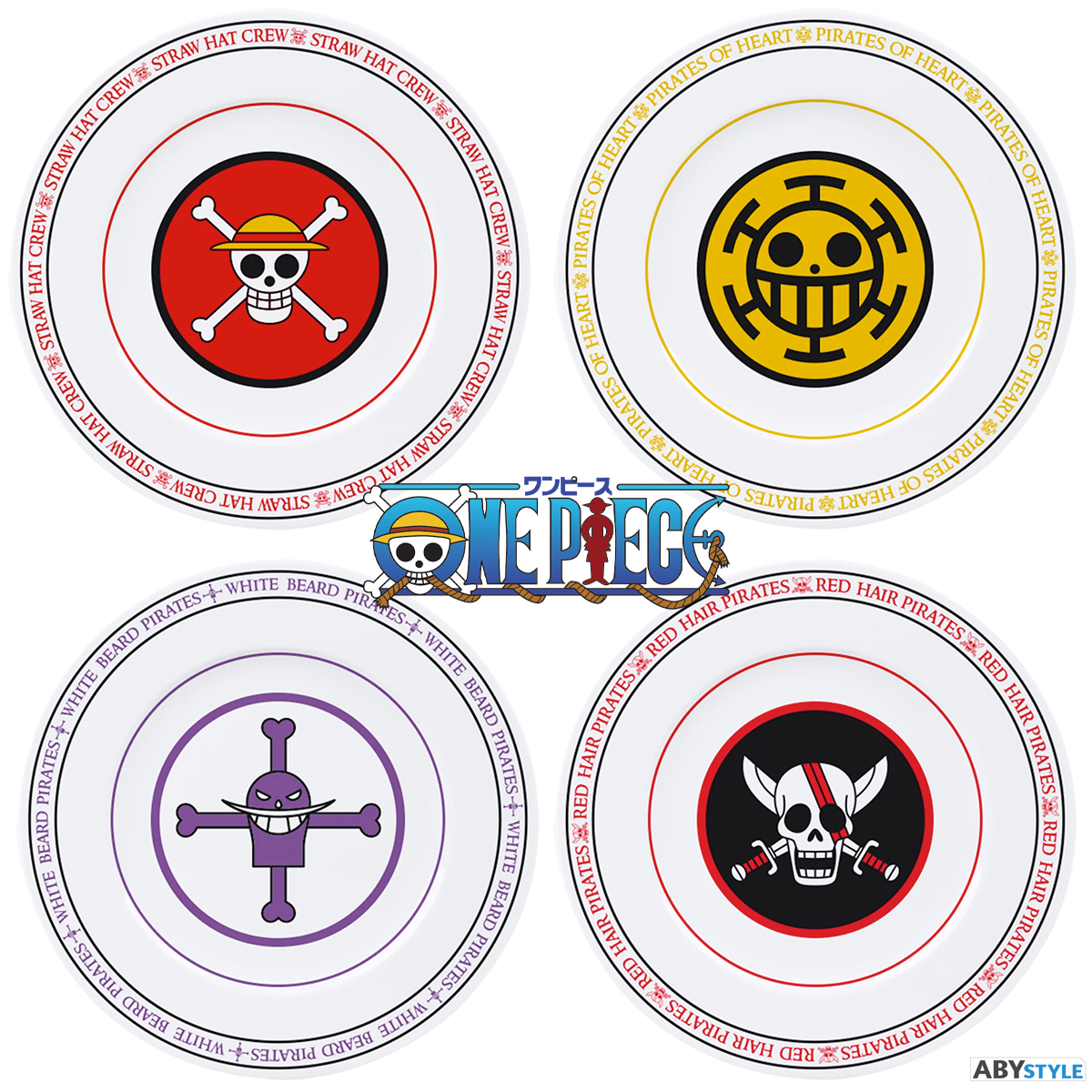 Jogo de Pratos One Piece com os Símbolos Piratas