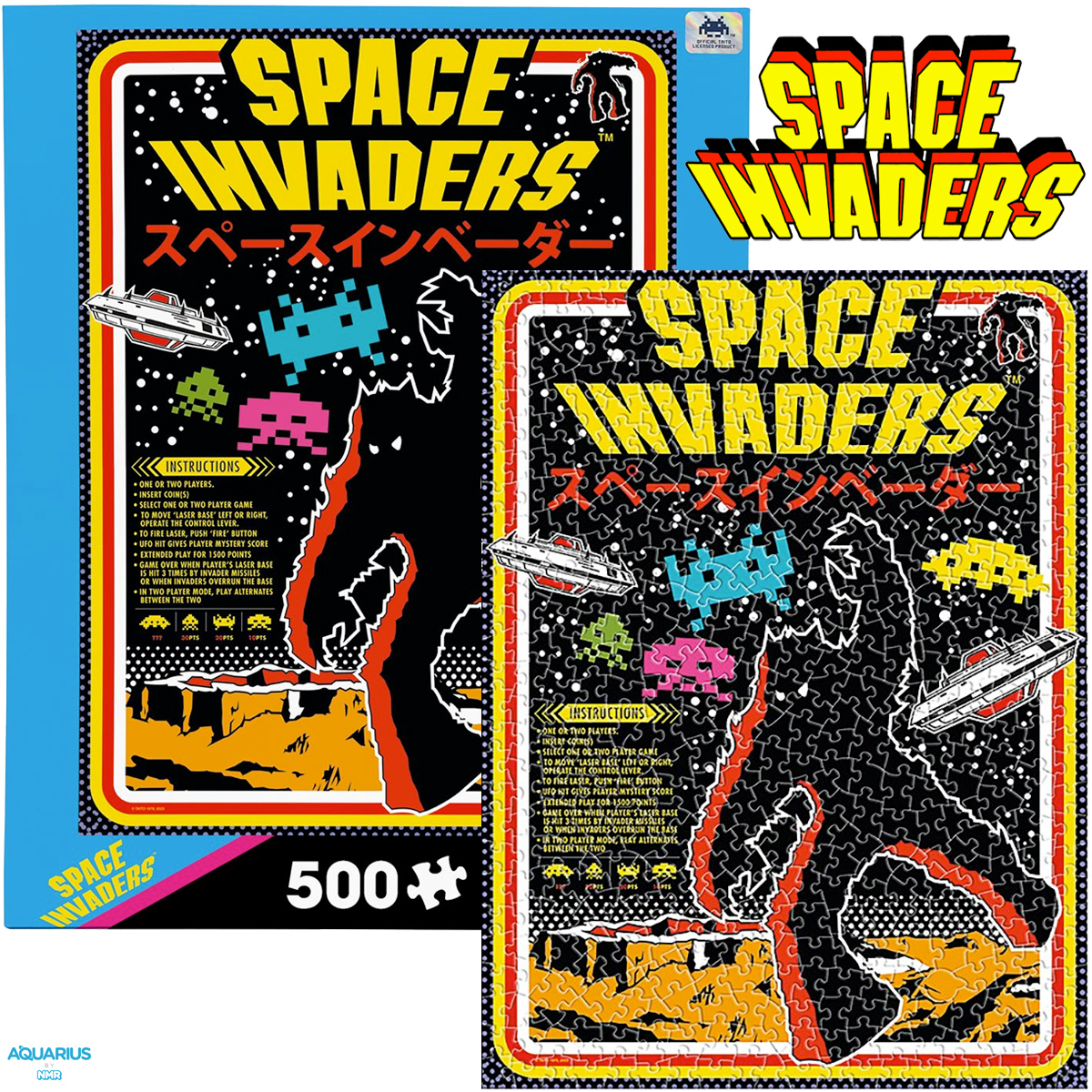 Quebra-Cabeça Space Invaders 8-bit Arcade com 550 Peças