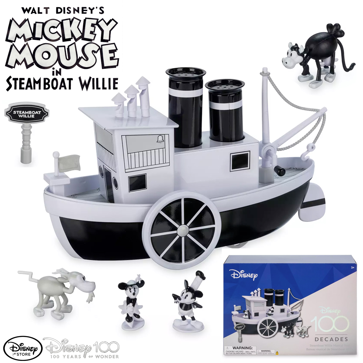 Caixa de Música Mickey e Minnie Steamboat Willie
