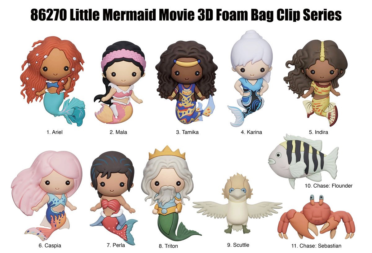 Chaveiros A Pequena Sereia Live Action 3D Figural Bag Clip (Blind-Bag)