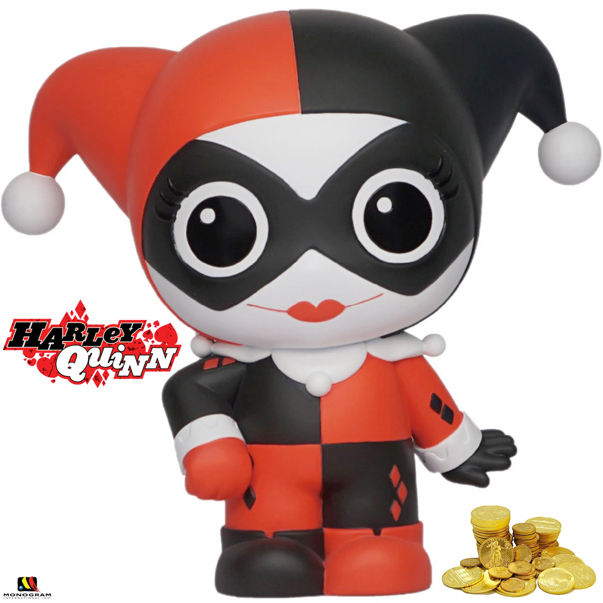 Cofre Harley Quinn (Arlequina) PVC Figural Bank em Estilo Chibi