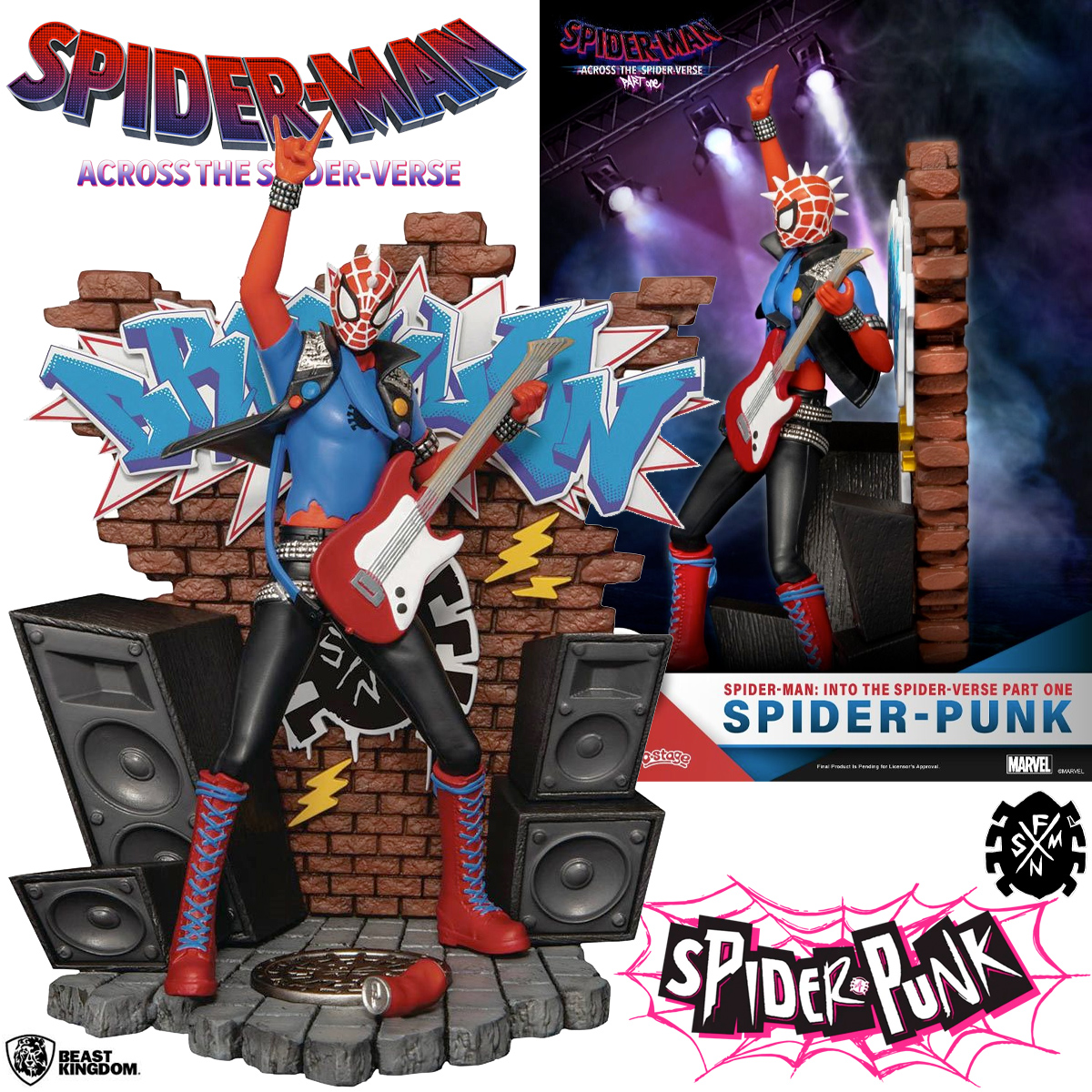 Spider-Punk D-Stage Estátua/Diorama 360 Graus de Homem-Aranha: Através do Aranhaverso